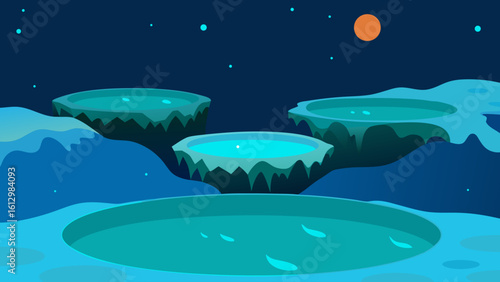 Moonlit winter landscape with snow and a tranquil sea under a starry night sky