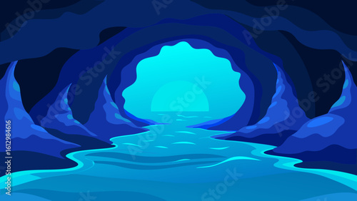 Blue sky and sun illuminate a majestic iceberg's reflection in the ocean's summer waves