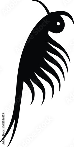 Silhouette stylized sea copepod crustacean marine zooplankton vector illustrator
