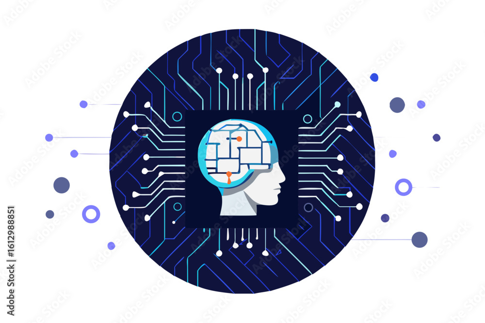 Obraz premium Artificial intelligence brain with digital circuit patterns and data connections