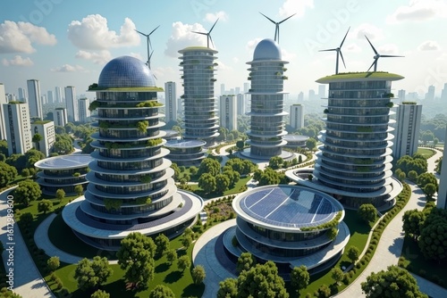 City of Tomorrow: A Bird's Eye View of an Eco-Friendly Metropolis Embracing Renewable Energy Sources