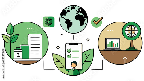 Earth global technology growth development business data analysis strategy planning innovation sustainability on transparent background