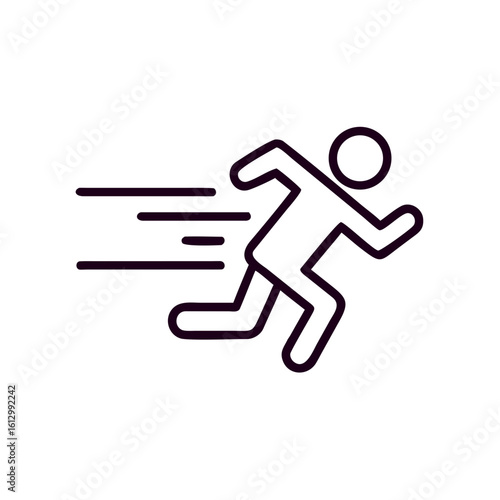 Running figure icon illustrating speed and movement concept  