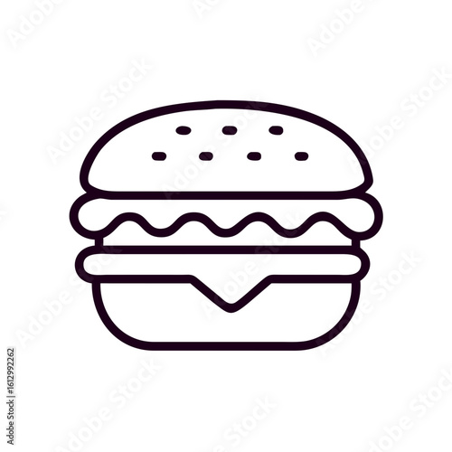 Hamburger icon in minimal design with sesame seed bun  