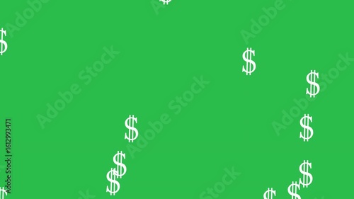 Raising US dollar animation on green screen background motion graphic effects. 