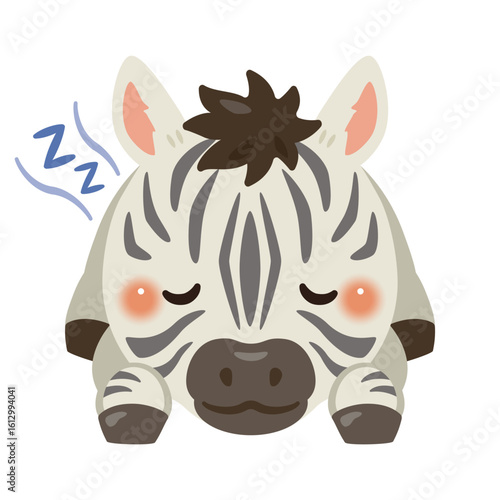 うつ伏せで眠るシマウマのイラスト