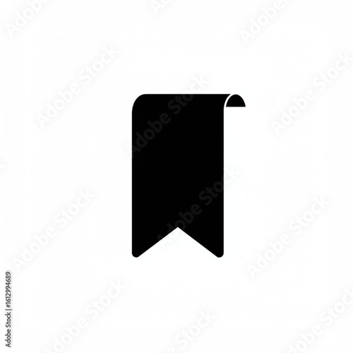 Simple black bookmark icon with a curled top corner on a white background