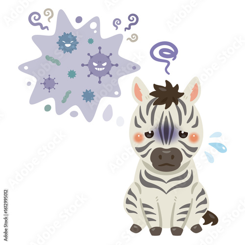 病気になったシマウマのイラスト