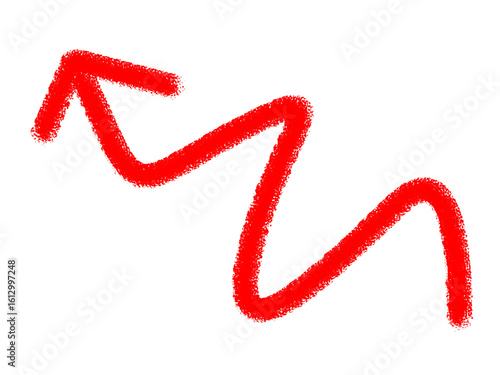 Red zigzag arrow pointing upward on a black background illustration