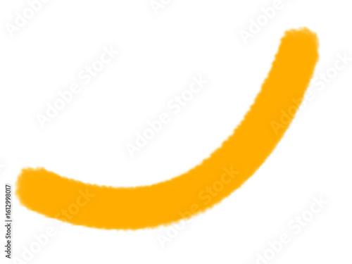 Single orange curved snack food item against a stark black background