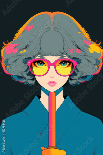 着物を着た女性のイラスト