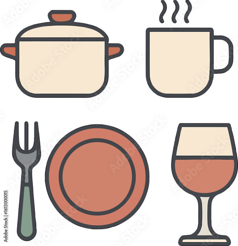 kitchen tools Flat Icons Set