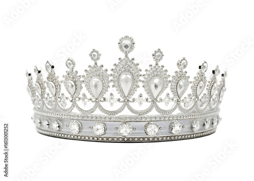Elegant diamond encrusted royal crown with sparkling gems on black background