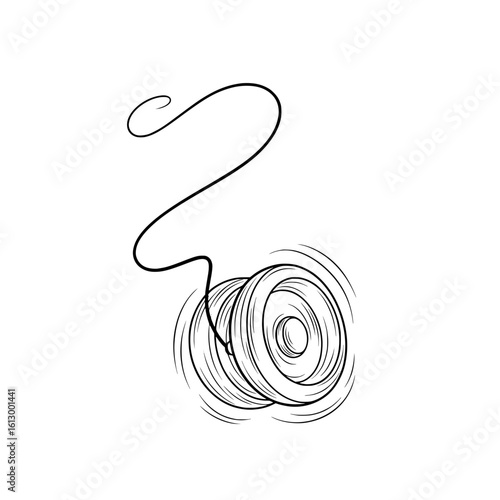 Classic yo-yo in motion, capturing childhood joy and vintage toy nostalgia with dynamic lines