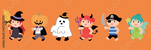 ハロウィン　仮装行列のイラスト　02