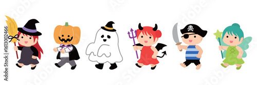 ハロウィン　仮装行列のイラスト　01