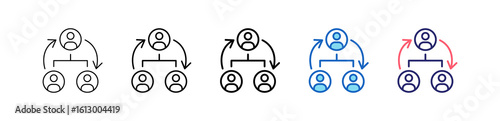Restructuring Icon In 5 Different Styles Set Collection.  