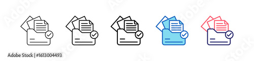 Documentation Icon In 5 Different Styles Set Collection.  
