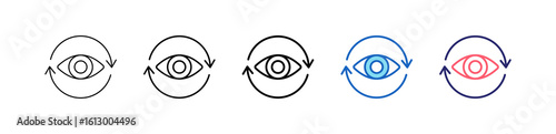 Vision Icon In 5 Different Styles Set Collection.  