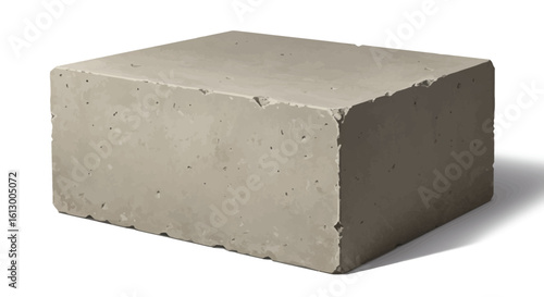 Concrete Cube Isolated: Raw Texture Minimalist Design Architectural Element Neutral Tone Studio Shot.