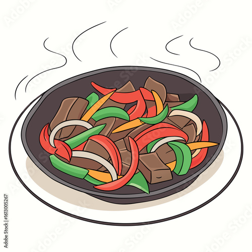 Sizzling Beef and Vegetable Stir Fry – Vector Illustration