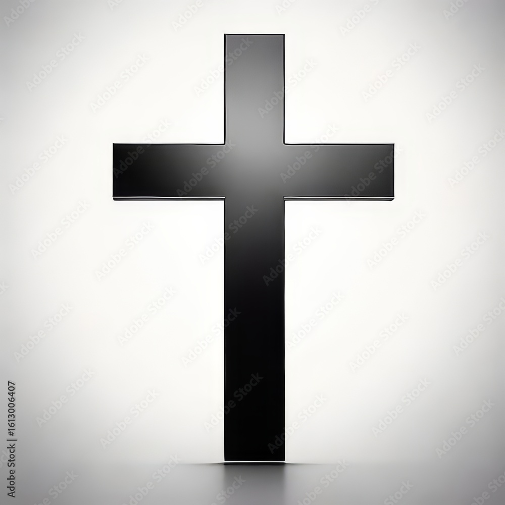 Naklejka premium white cross on black background