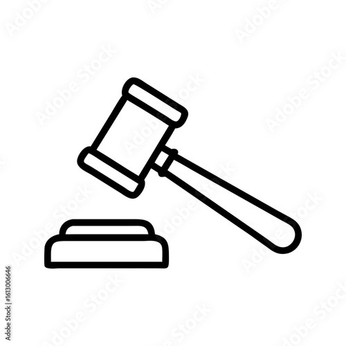 A judge gavel icon bold outline vector illustration design