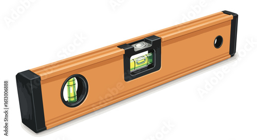 Orange Spirit Level Tool Isolated on White Background Construction Instrument.
