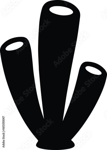 Silhouette black coral reef formation marine life vector illustrator