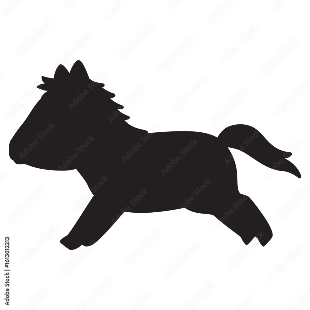 Obraz premium 走るウマの横視点シルエット