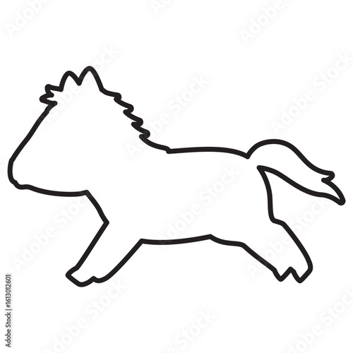 走るウマの横視点線画