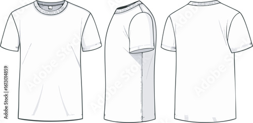 Tshirts illustration (white / side) T-shirt White Oversize Mockup Front and Back Vector