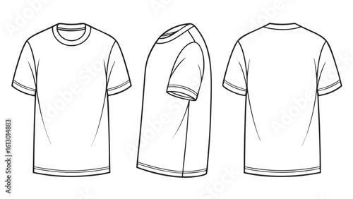Tshirts illustration (white / side) T-shirt White Oversize Mockup Front and Back Vector