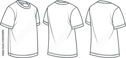 Tshirts illustration (white / side) T-shirt White Oversize Mockup Front and Back Vector