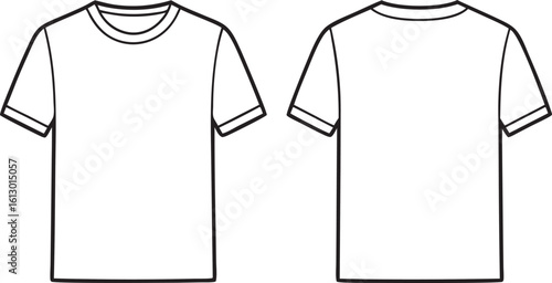 T-shirts illustration (white / side) T-shirt White Oversize Mockup Front and Back Vector