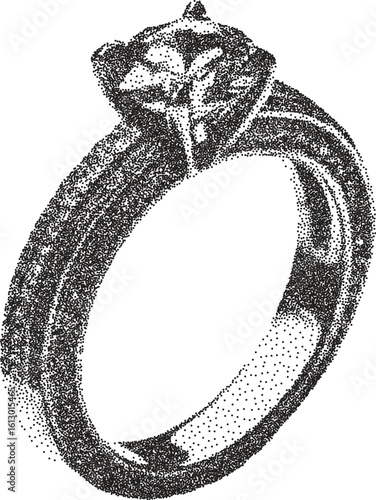 Ring retro y2k stipple design jewelry halftone brutalist urban vector png with clear background, band 2000s photocopy grunge tattoo gen z effect