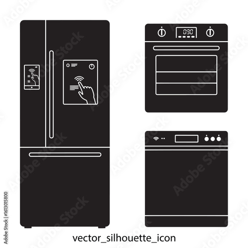 Smart home and iot device silhouette icon isolated on white background