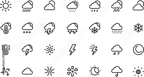 Dynamic weather icons forecast symbols for modern applications and forecasts