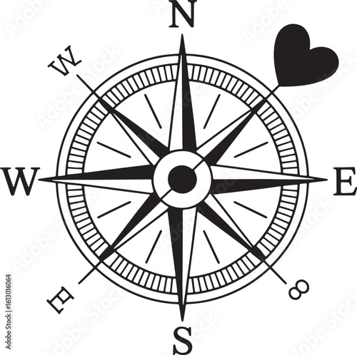 compass silhouette line art design royalty free image premium quality