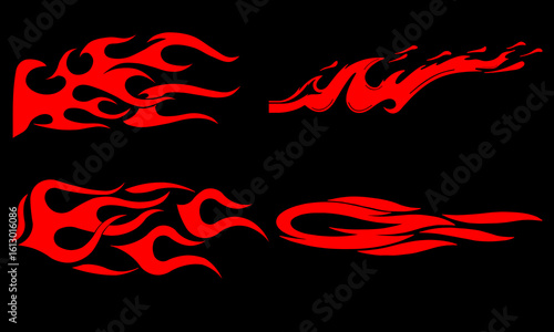 Fiery Graphics: A set of dynamic red flame graphics, ideal for adding a burst of energy and visual impact to any design or project.