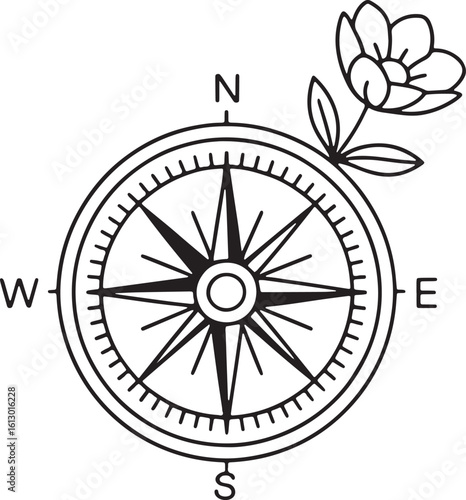 compass silhouette line art design royalty free image premium quality