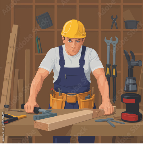 carpenter with a saw