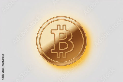Shiny Bitcoin Coin Render in Minimal 3D Style