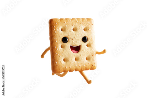 Happy Cracker Running Cartoon Snack Food Animation,, isolated on a transparent background