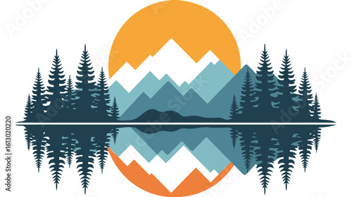 Serene mountain forest reflection sunset nature mountains