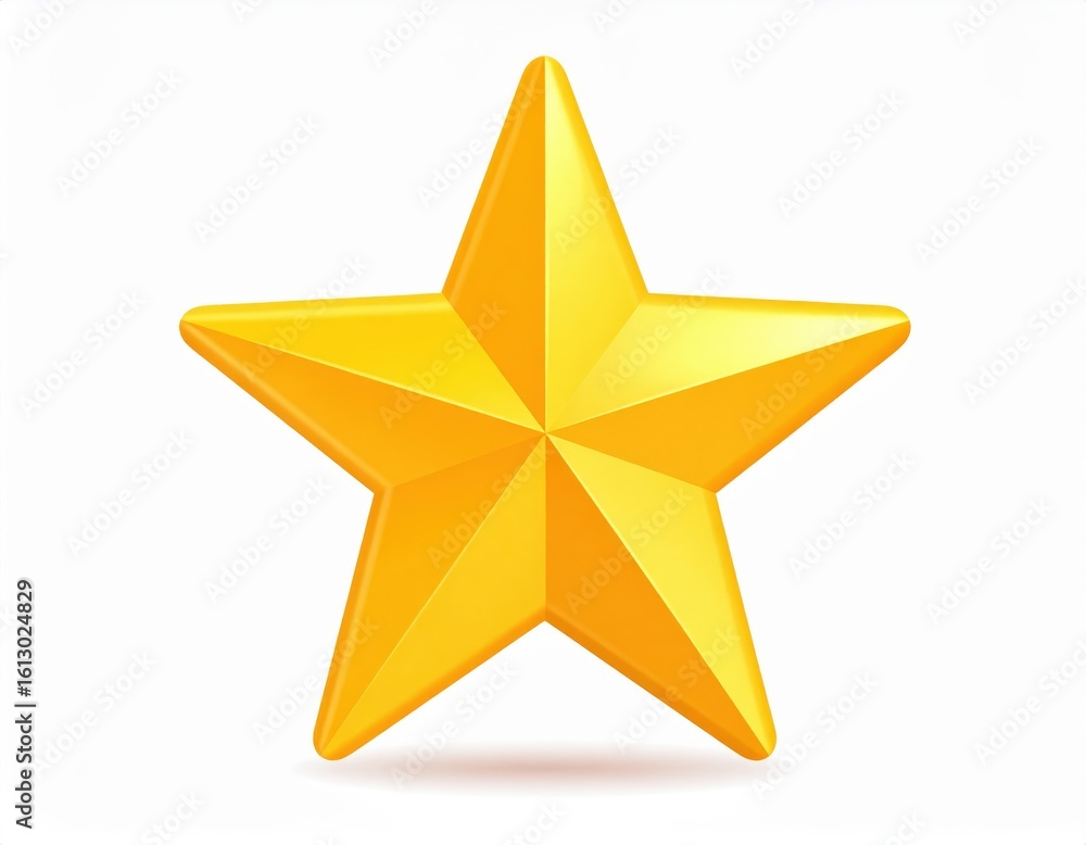 Obraz premium Gleaming Golden Star 3D Render with Subtle Shadow on White Background.