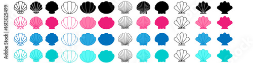 Seashell vector icon set. Shell illustration sign collection. conch symbol. Sea Life web icons.