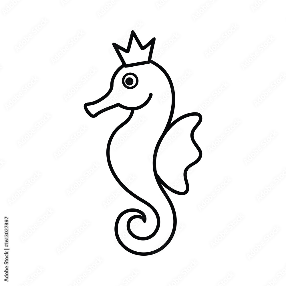 Naklejka premium outline illustration seahorse cartoon on white background