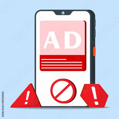 Mobile Ad Blocking Warning and Prohibition Concept