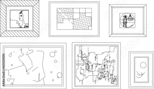 vector sketch illustration silhouette image design artwork painting on museum wall 